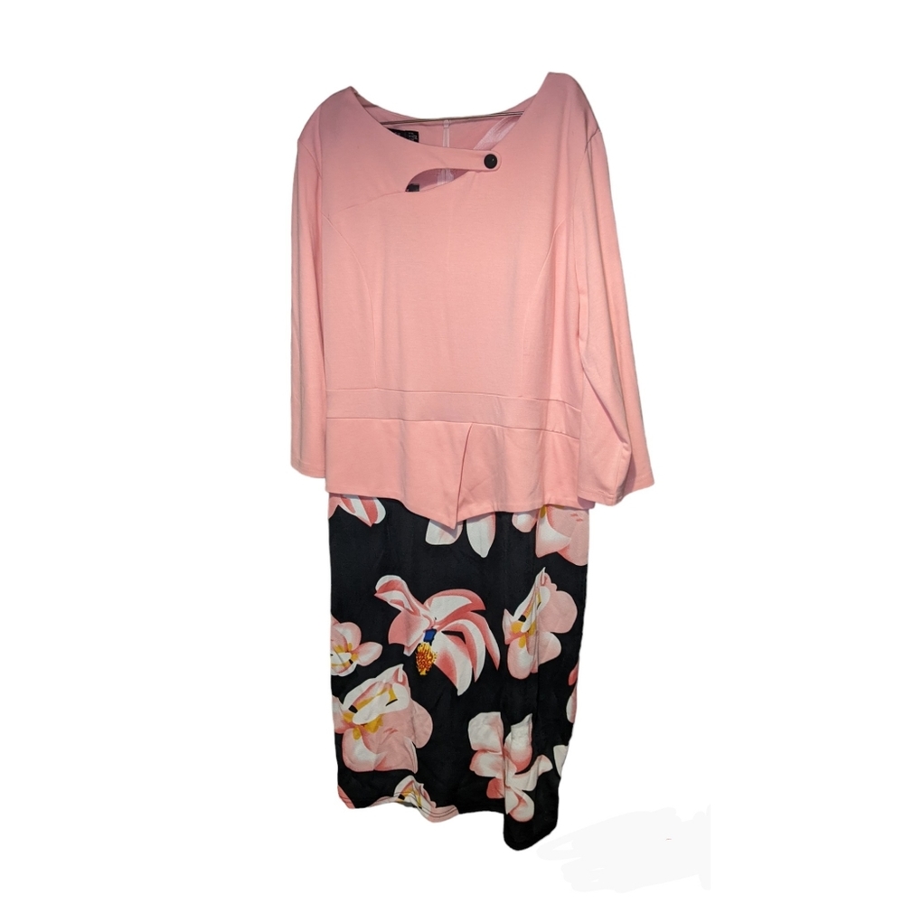 Homeyee Elegant Plus Floral Print Dress Size 5XL NWT